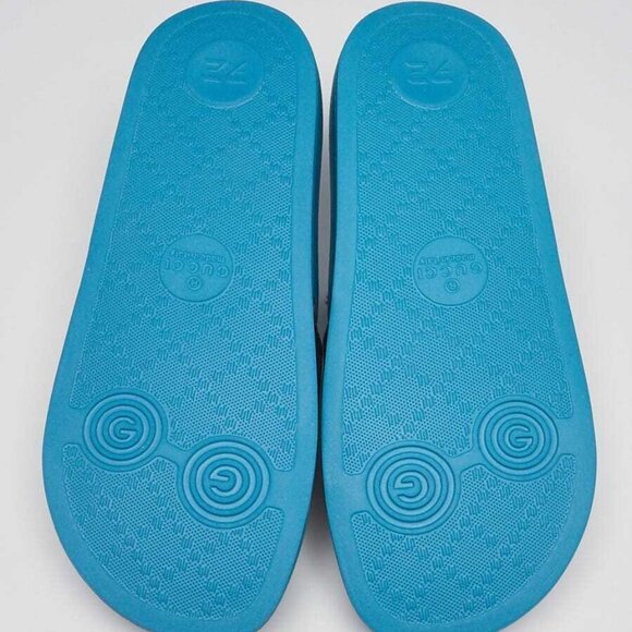 Gucci Beige/Red GG Coated Canvas and Rubber Slide Sandals Size 3.5/34 - Picture 3 of 5